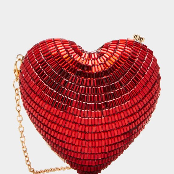 Betsey Johnson Kitsch Stole My Heart Small Crossbody Bag Red Rhinestones NWT - Picture 1 of 15